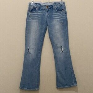 Madison Distressed Jeans Stretch Mid Rise Flare Leg Womens 7/8 Y2k 90s Rodeo